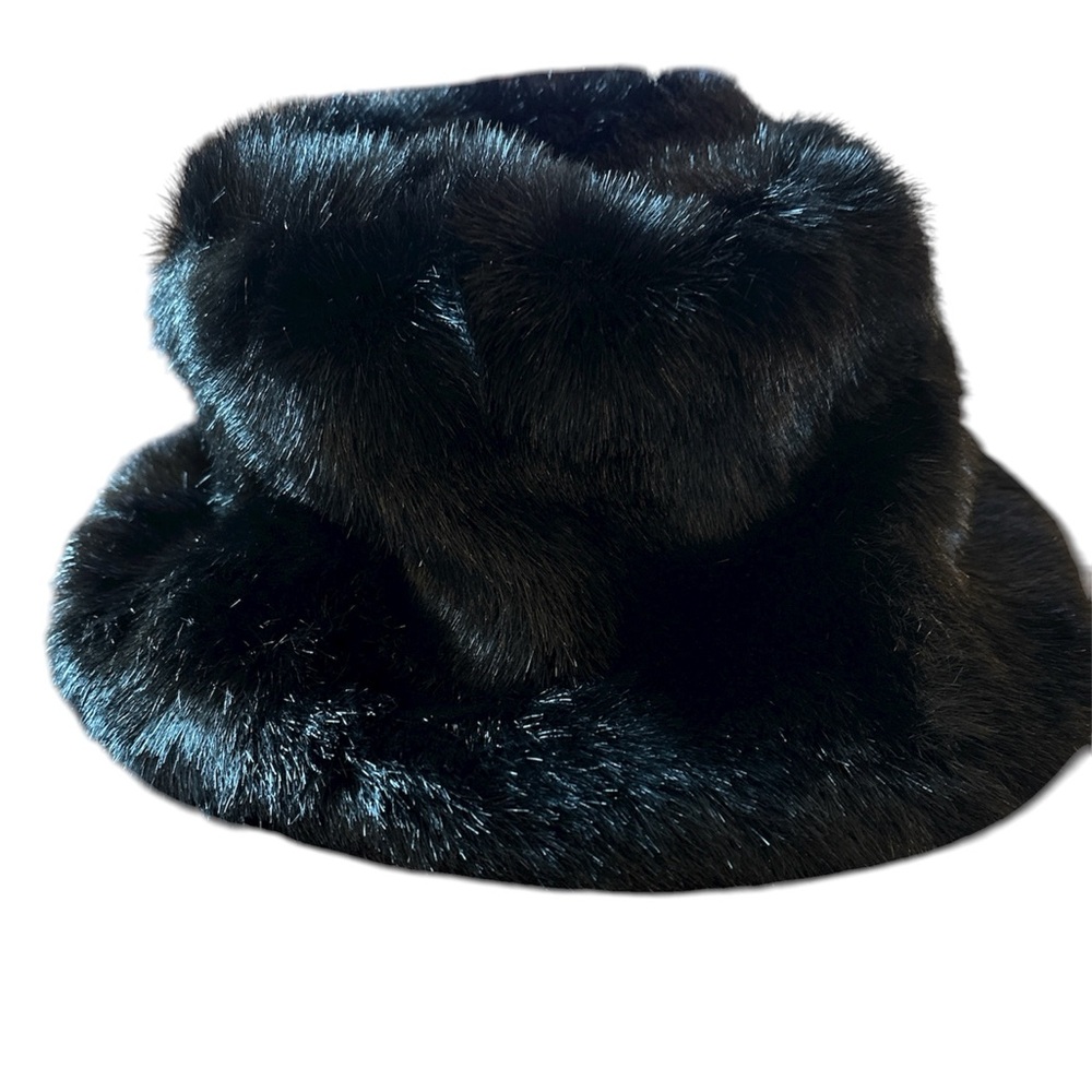 Dennis Basso Luxe Black Faux Fur Hat